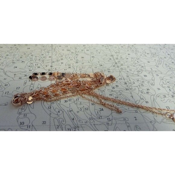 BaubleBar Adrielle Triple Chains Pink Gold Tone Open Circle Pendant Necklace - Picture 2 of 8